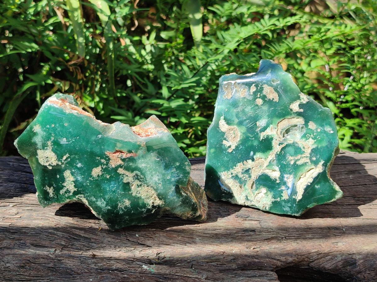 Polished On One Side Mtorolite Chrysoprase Plates x 4 From Mutorashanga, Zimbabwe - Toprock Gemstones and Minerals 