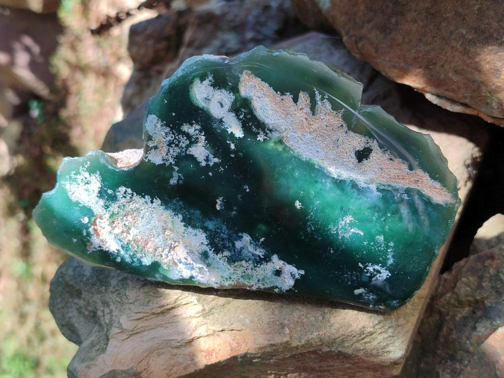 Polished On One Side Mtorolite Chrysoprase Plates x 4 From Mutorashanga, Zimbabwe - Toprock Gemstones and Minerals 