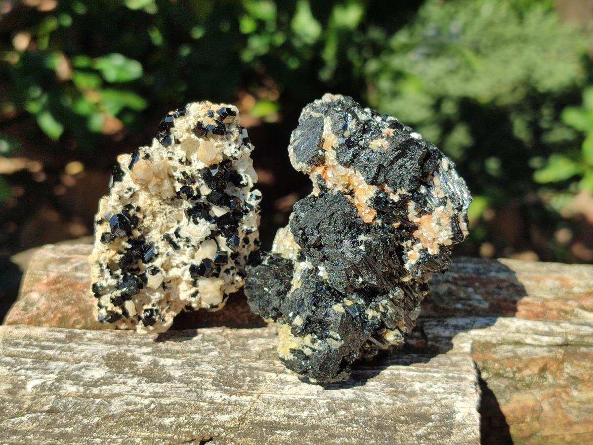 Natural Schorl Black Tourmaline with Feldspar Specimens x 6 From Erongo, Namibia - Toprock Gemstones and Minerals 