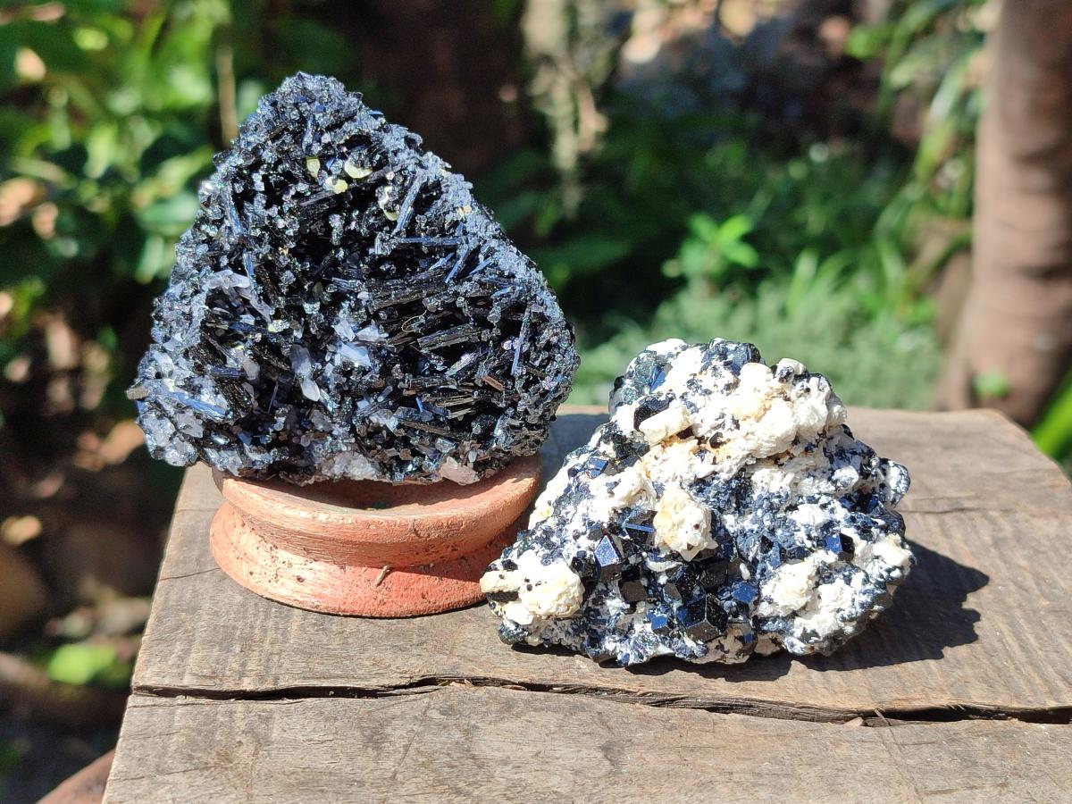 Natural Schorl Black Tourmaline with Feldspar Specimens x 6 From Erongo, Namibia - Toprock Gemstones and Minerals 