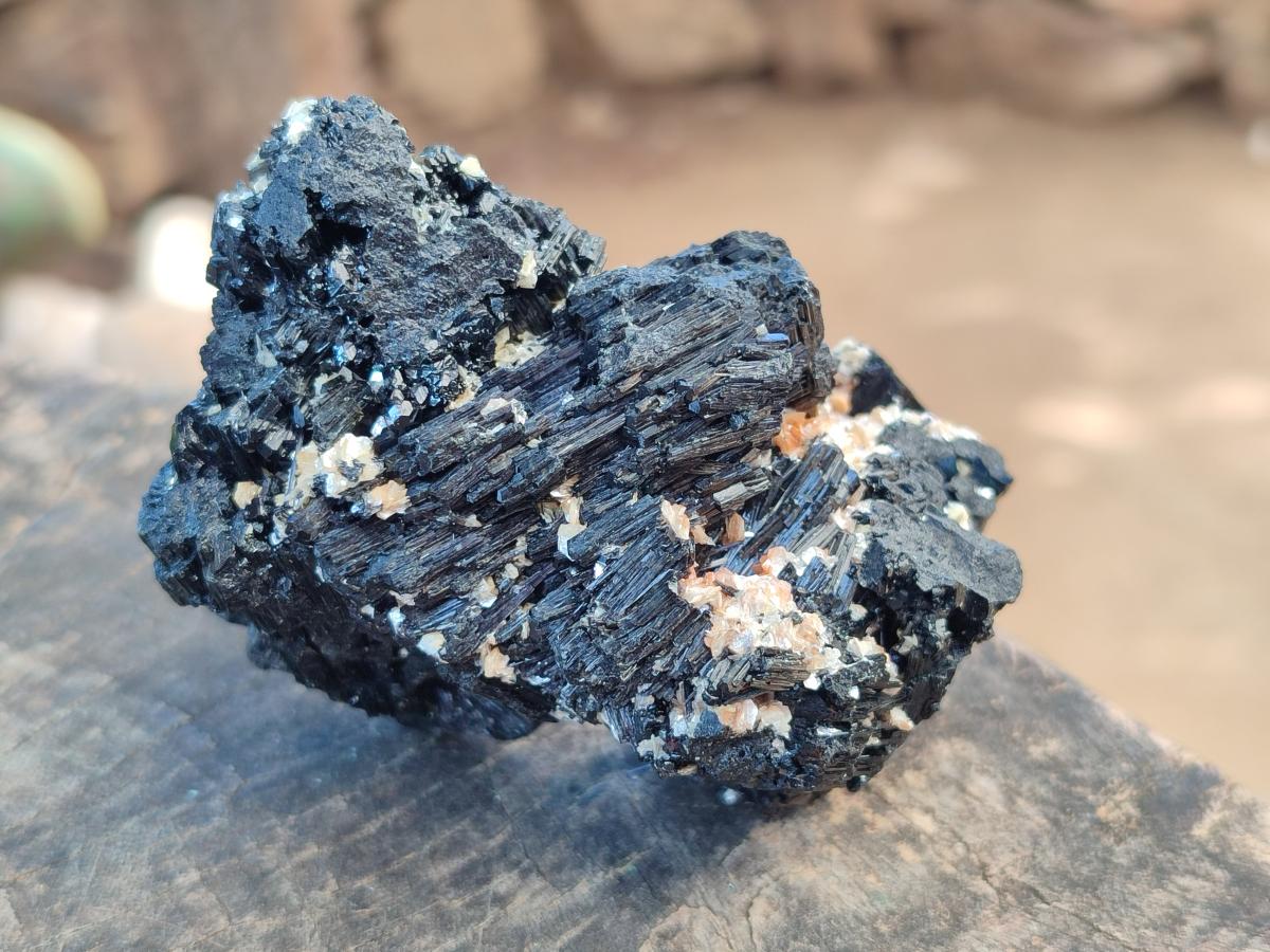 Natural Schorl Black Tourmaline with Feldspar Specimens x 6 From Erongo, Namibia - Toprock Gemstones and Minerals 
