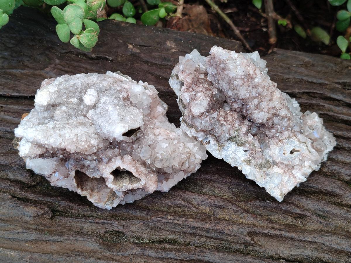 Natural Drusy Cabinet Lesotho Quartz and Calcite Cluster Specimens x 2 From Albert's Mountain, Lesotho - Toprock Gemstones and Minerals 