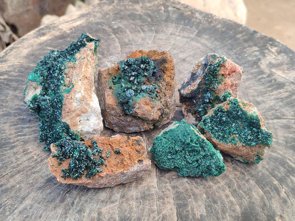 Natural Rare Crystalline Malachite Specimens x 6 From Tenke Fungurume, Congo - Toprock Gemstones and Minerals 