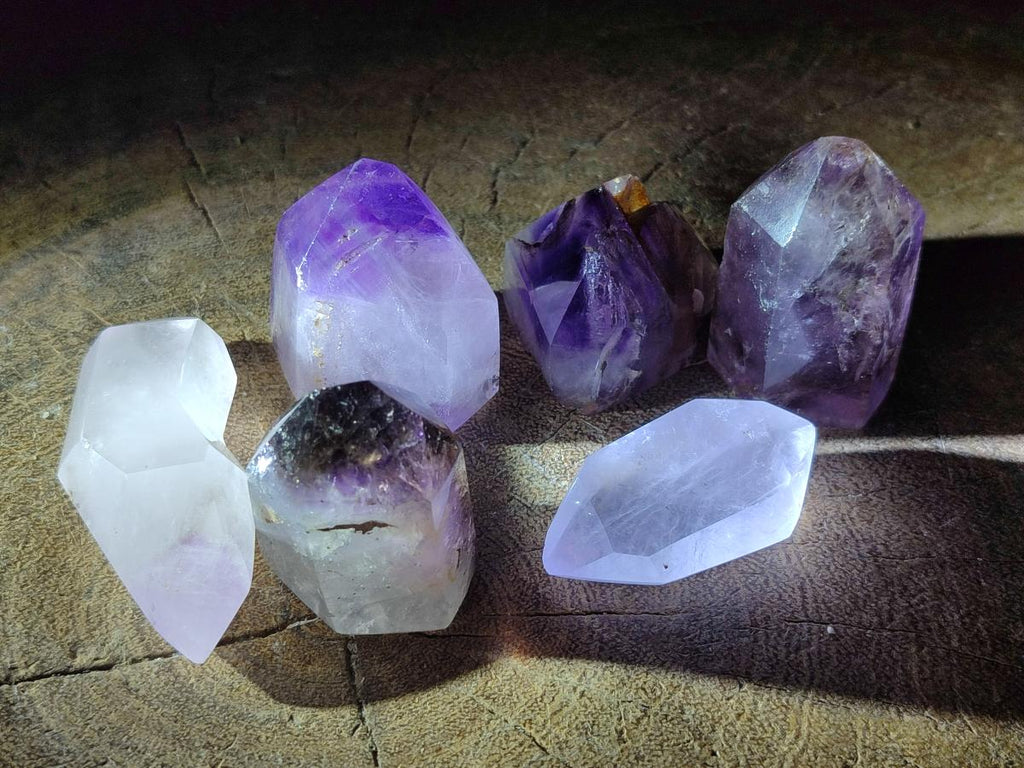 Polished Smokey Amethyst Window Crystals x 24 From Akansobe, Madagascar - Toprock Gemstones and Minerals 