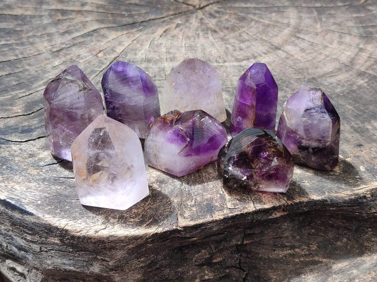 Polished Smokey Amethyst Window Crystals x 24 From Akansobe, Madagascar - Toprock Gemstones and Minerals 