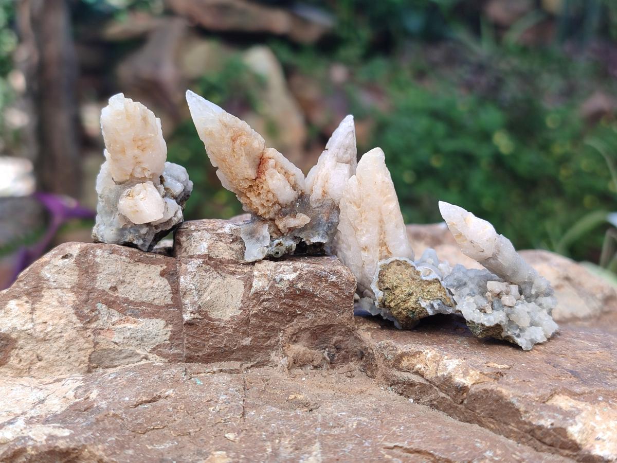 Natural Drusy Quartz Coated Spearhead Calcite Crystals x 70 From Albert's Mountain, Lesotho - Toprock Gemstones and Minerals 