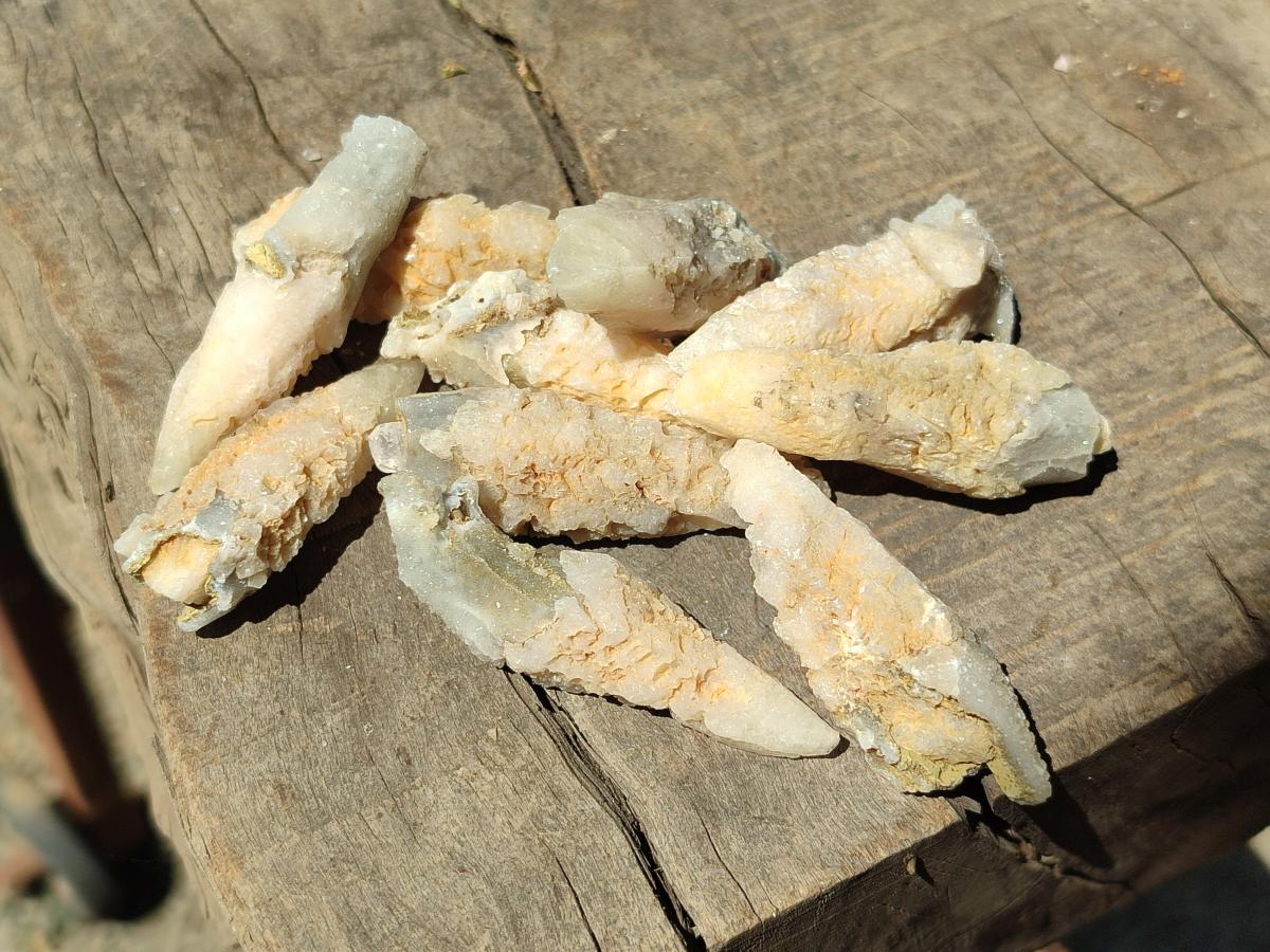Natural Drusy Quartz Coated Spearhead Calcite Crystals x 70 From Albert's Mountain, Lesotho - Toprock Gemstones and Minerals 