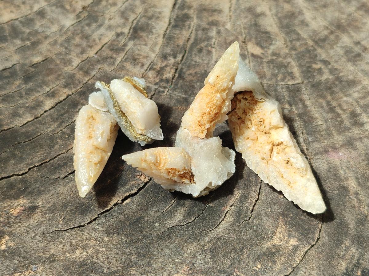 Natural Drusy Quartz Coated Spearhead Calcite Crystals x 70 From Albert's Mountain, Lesotho - Toprock Gemstones and Minerals 