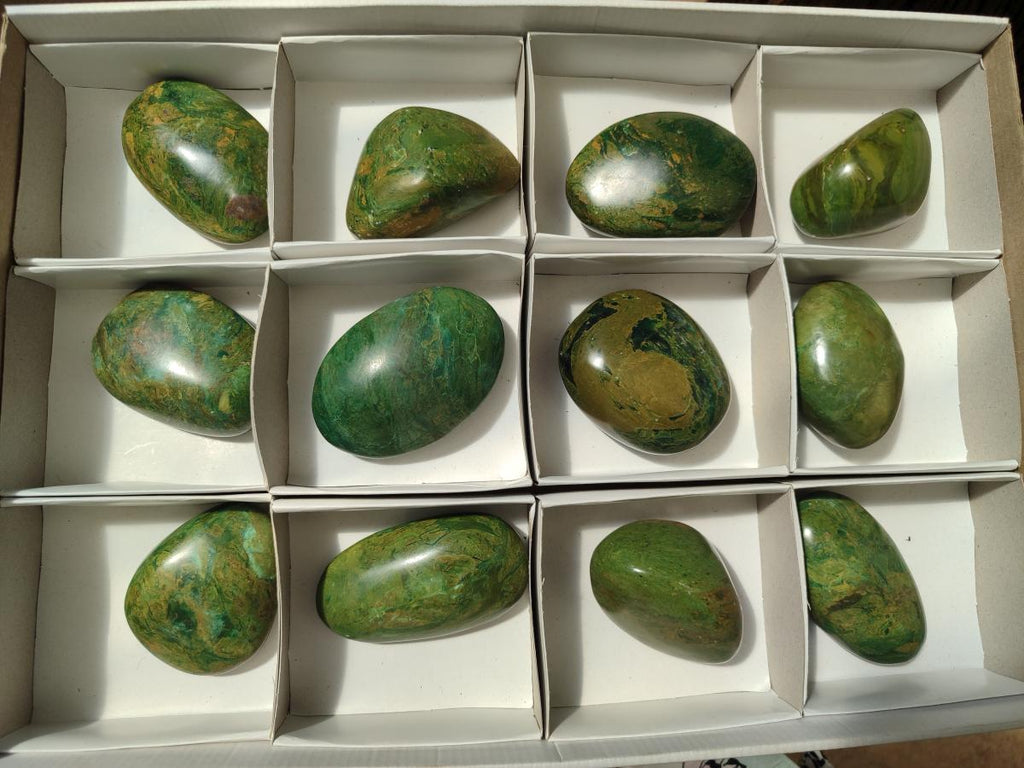Polished Chrome Verdite Gemstone Free Forms x 12 From Zimbabwe - Toprock Gemstones and Minerals 