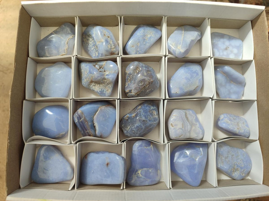 Polished Blue Lace Agate Free Forms x 20 From Nsanje, Malawi - Toprock Gemstones and Minerals 