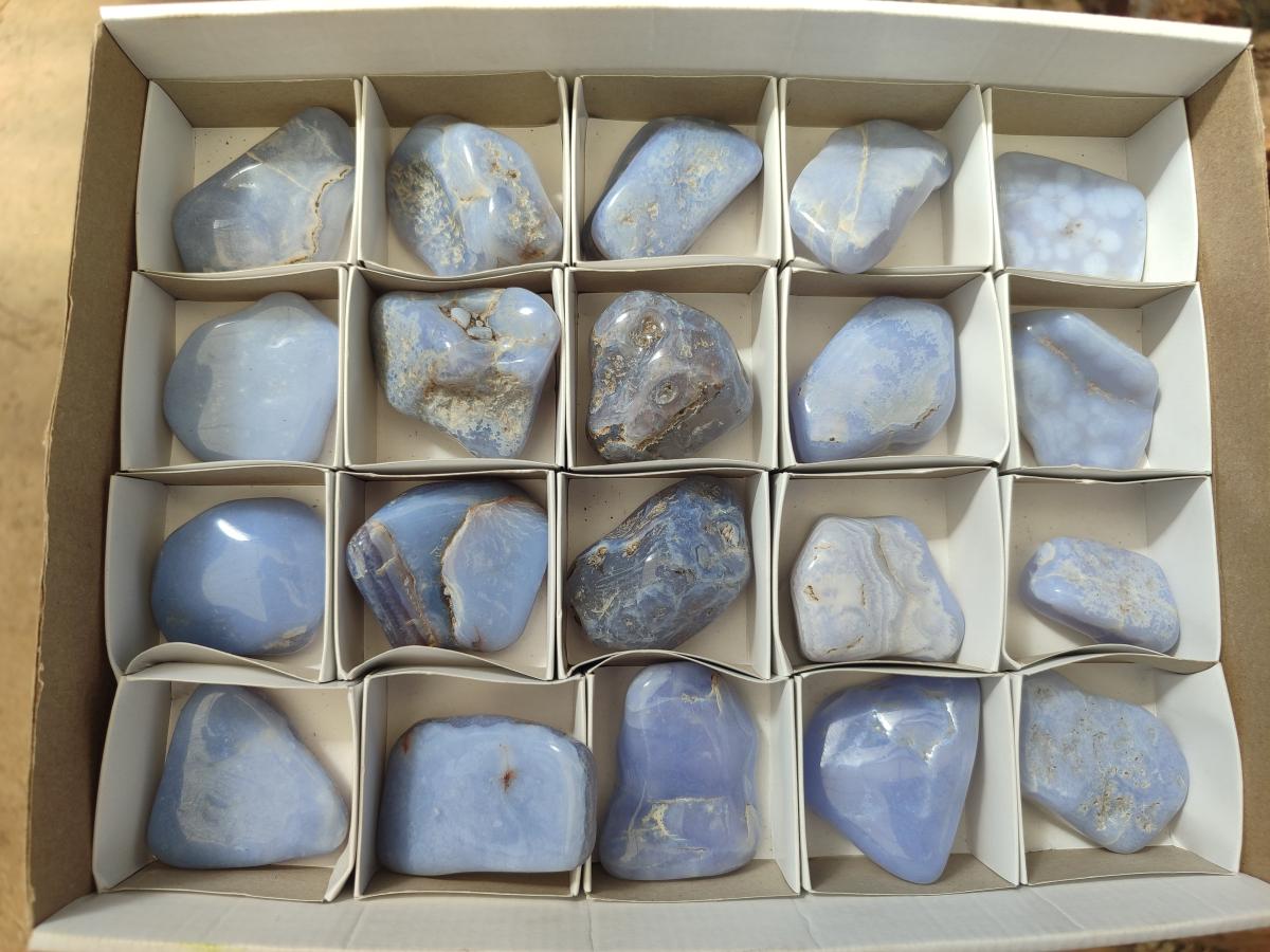 Polished Blue Lace Agate Free Forms x 20 From Nsanje, Malawi - Toprock Gemstones and Minerals 