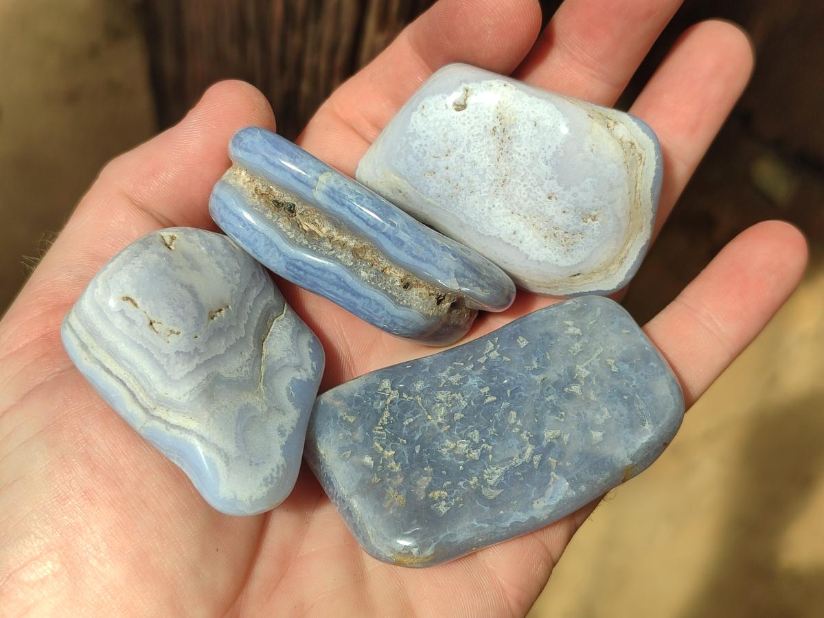 Polished Blue Lace Agate Free Forms x 20 From Nsanje, Malawi - Toprock Gemstones and Minerals 