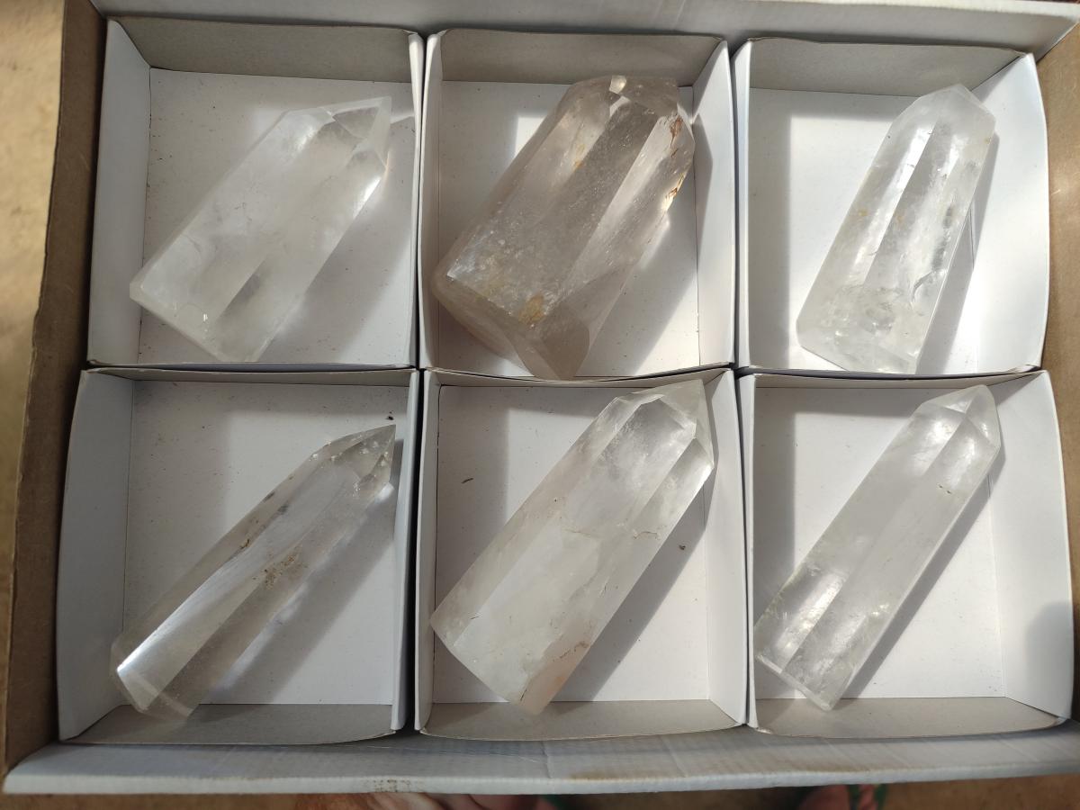Polished Clear Quartz Display Crystals x 6 From Madagascar - Toprock Gemstones and Minerals 