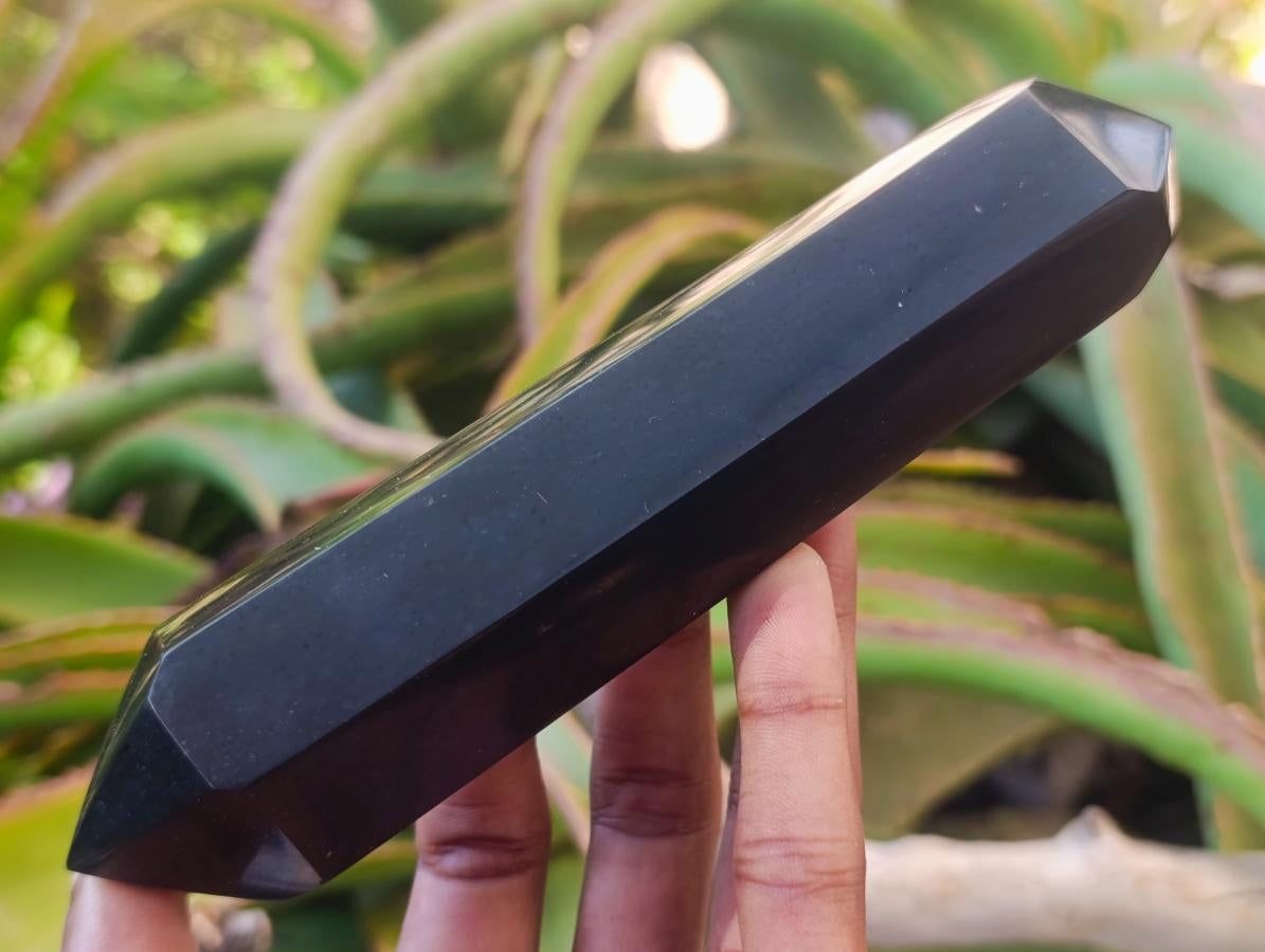 Polished Double Terminated Black Basalt Crystals x 6 From Madagascar - Toprock Gemstones and Minerals 