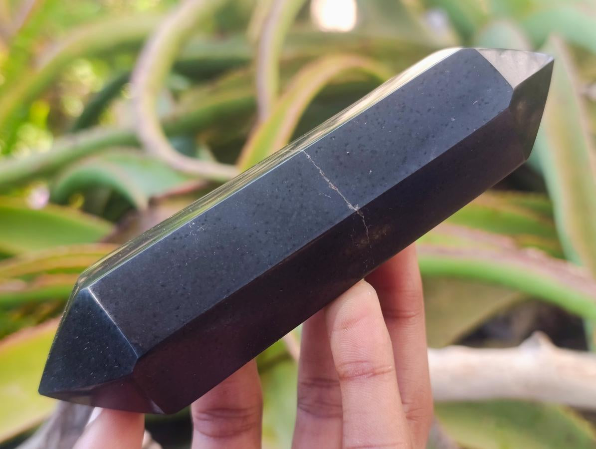 Polished Double Terminated Black Basalt Crystals x 6 From Madagascar - Toprock Gemstones and Minerals 