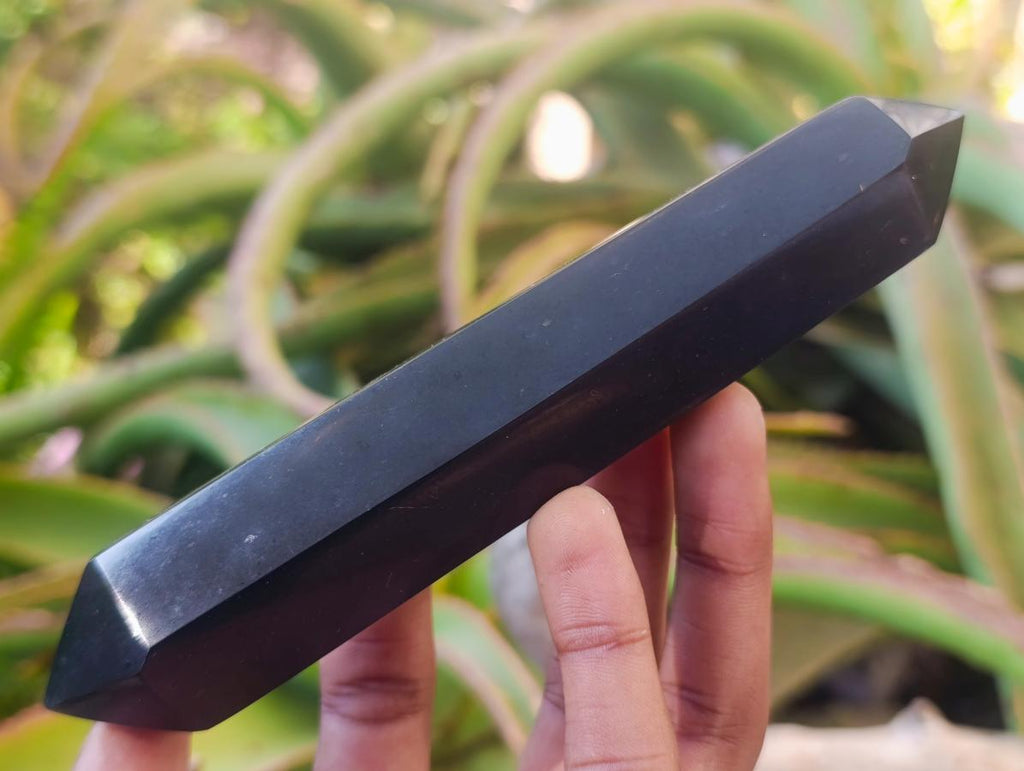 Polished Double Terminated Black Basalt Crystals x 6 From Madagascar - Toprock Gemstones and Minerals 