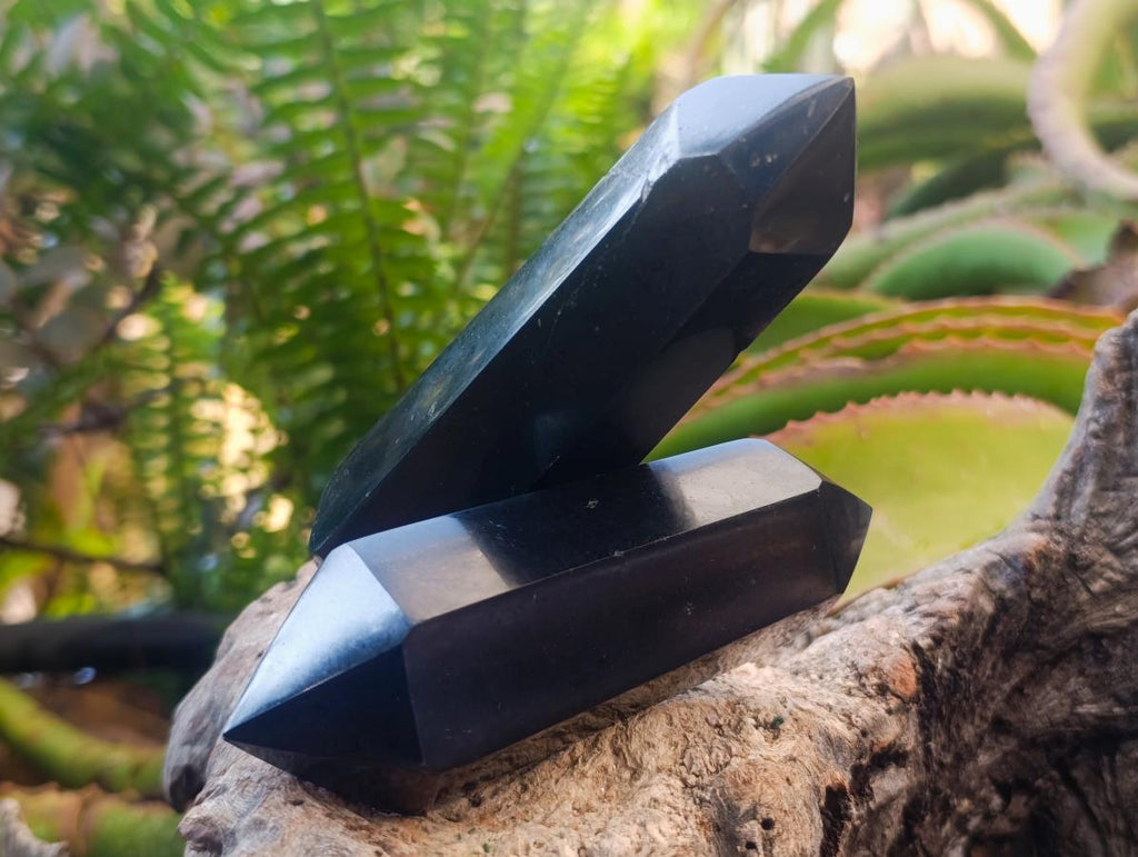 Polished Double Terminated Black Basalt Crystals x 6 From Madagascar - Toprock Gemstones and Minerals 