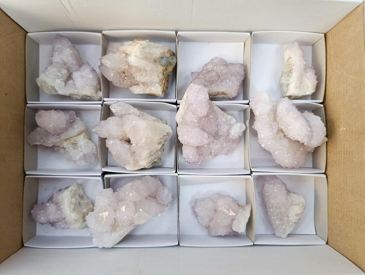 Natural Lilac Amethyst Spirit Quartz Clusters and Crystals x 12 From Boekenhouthoek, South Africa - Toprock Gemstones and Minerals 