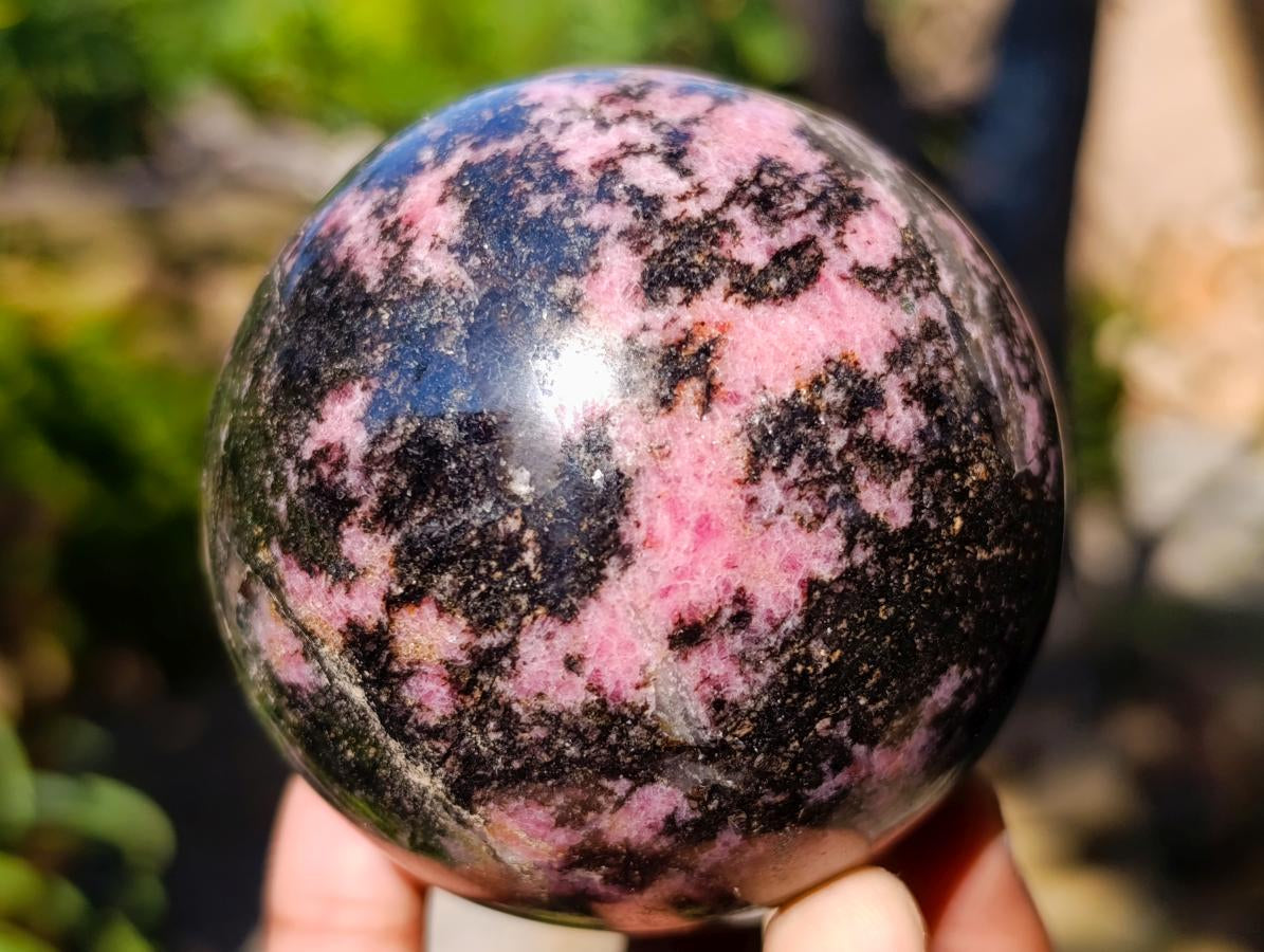 Polished Rhodonite Gemstone Spheres x 3 From Ambindavato, Madagascar - Toprock Gemstones and Minerals 