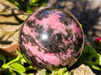 Polished Rhodonite Gemstone Spheres x 3 From Ambindavato, Madagascar - Toprock Gemstones and Minerals 