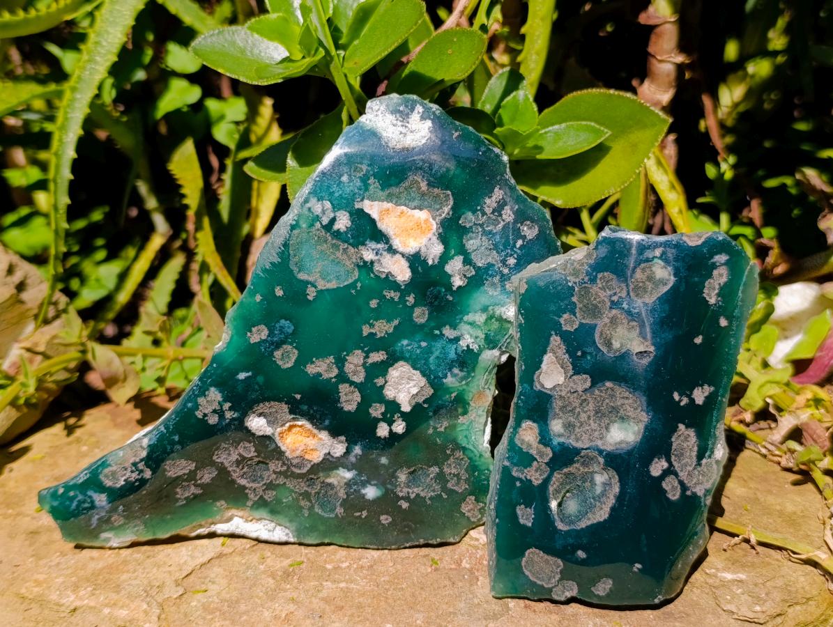 Polished On One Side Mtorolite Chrysoprase Plates x 6 From Mutorashanga, Zimbabwe - Toprock Gemstones and Minerals 