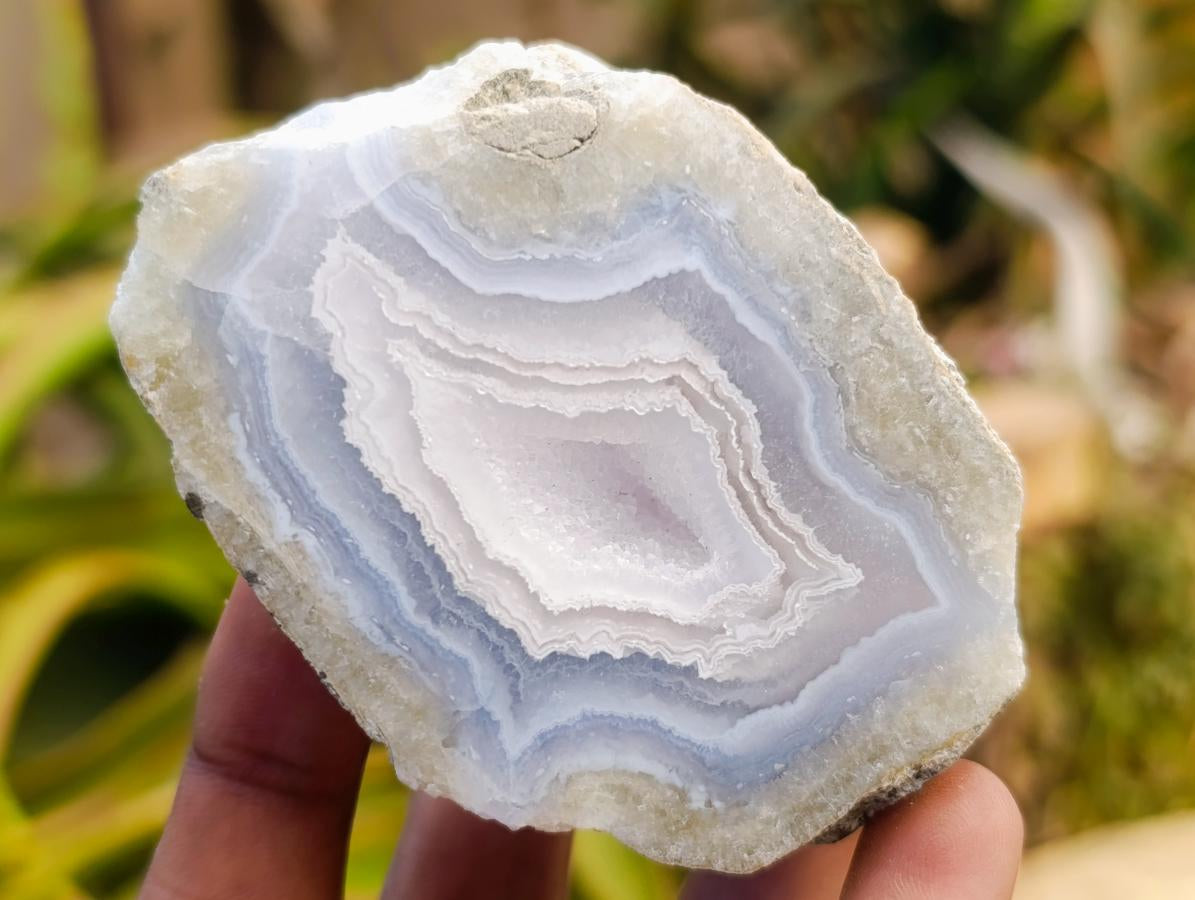 Polished On One Side Blue Lace Agate Geodes x 12 From Nsanje, Malawi - Toprock Gemstones and Minerals 