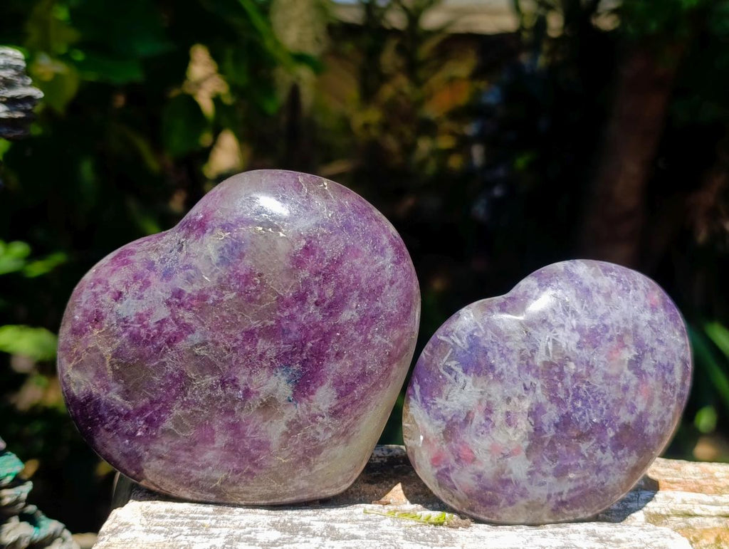 Polished Lepidolite Hearts x 6 From Ambatondrazaka, Madagascar - Toprock Gemstones and Minerals 