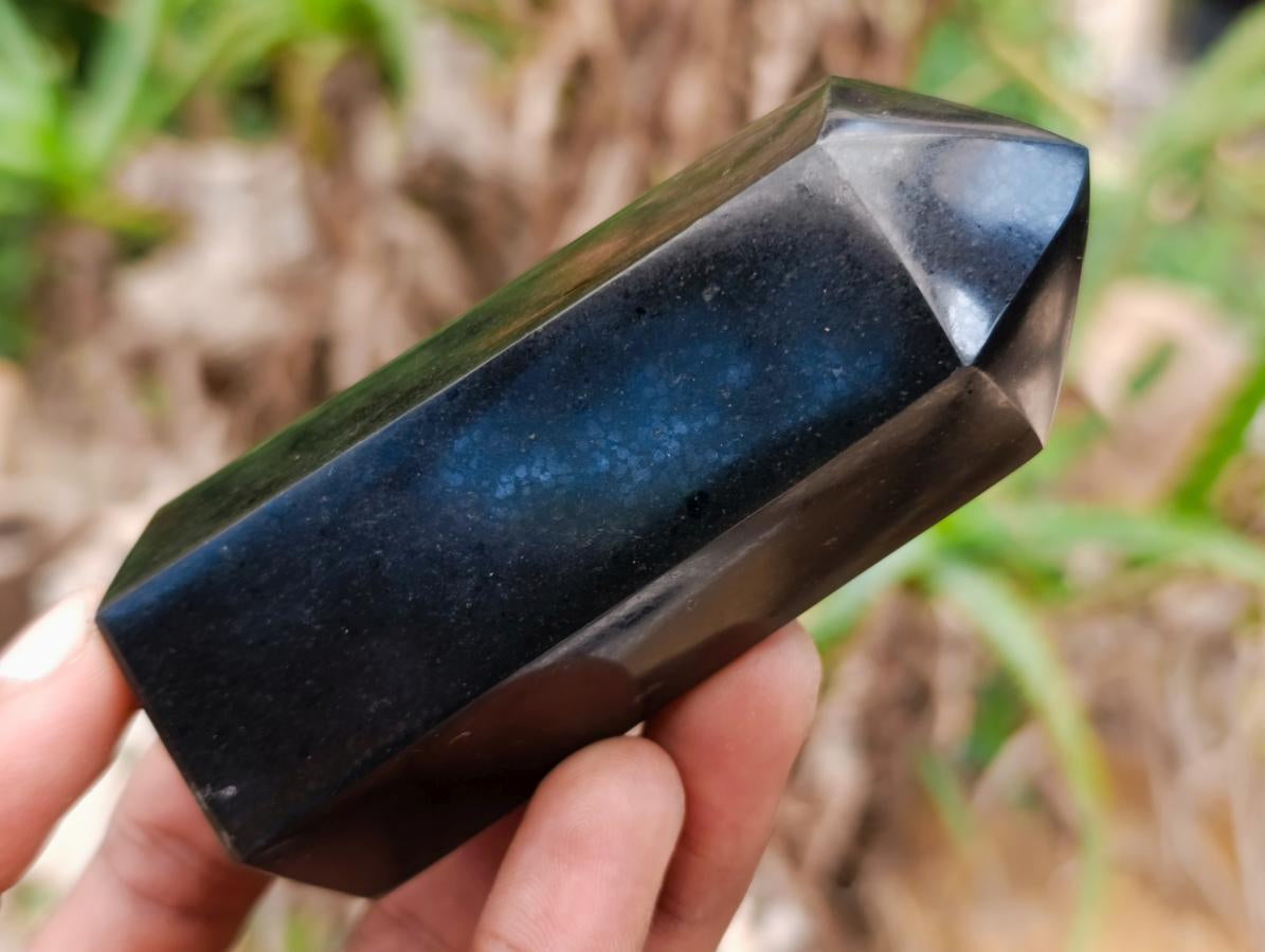 Polished Black Basalt Crystals x 12 From Madagascar - Toprock Gemstones and Minerals 