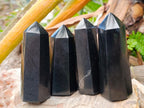 Polished Black Basalt Crystals x 12 From Madagascar - Toprock Gemstones and Minerals 