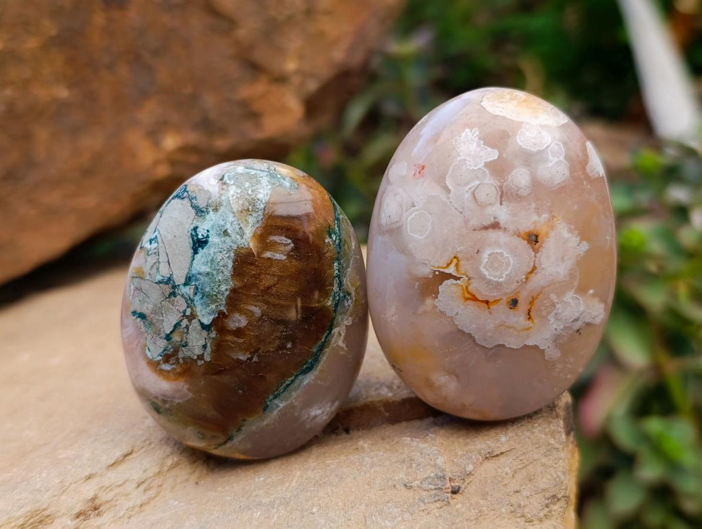Polished Flower Agate Palm Stones x 24 From Antsahalova, Madagascar - Toprock Gemstones and Minerals 