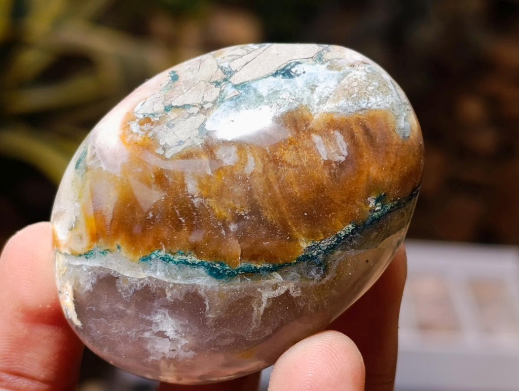 Polished Flower Agate Palm Stones x 24 From Antsahalova, Madagascar - Toprock Gemstones and Minerals 
