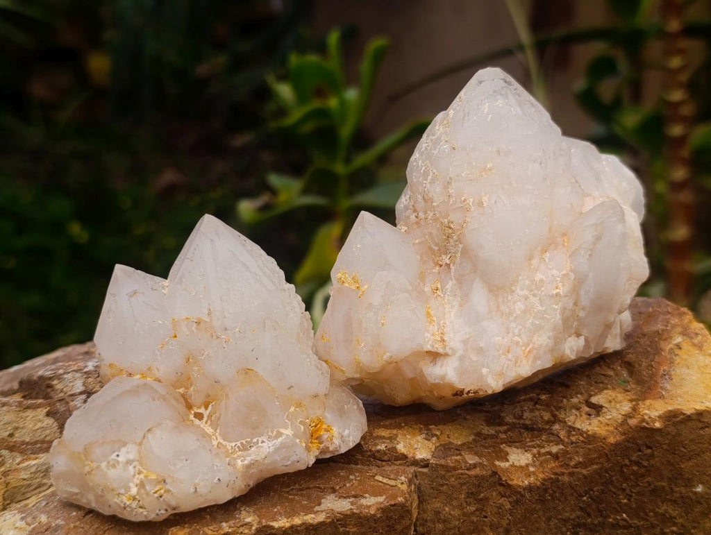 Natural Cascading Etched Candle Quartz Clusters x 6 From Antsirabe, Madagascar - Toprock Gemstones and Minerals 