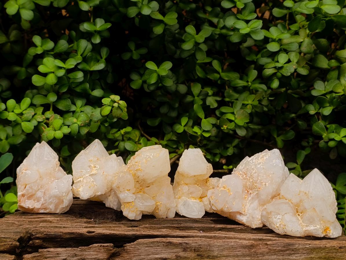 Natural Cascading Etched Candle Quartz Clusters x 6 From Antsirabe, Madagascar - Toprock Gemstones and Minerals 