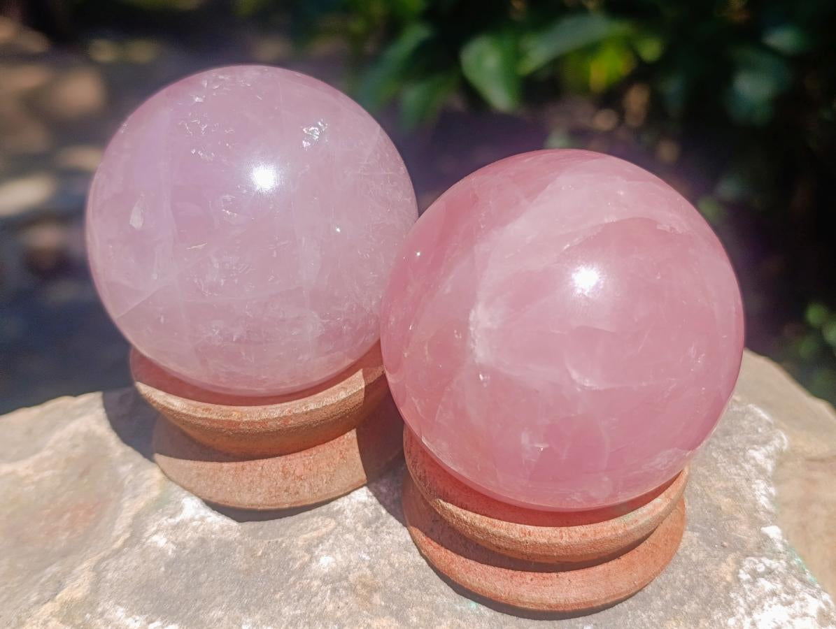 Polished Gemmy Star Rose Quartz Spheres x 3 From Madagascar - Toprock Gemstones and Minerals 