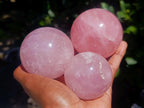 Polished Gemmy Star Rose Quartz Spheres x 3 From Madagascar - Toprock Gemstones and Minerals 