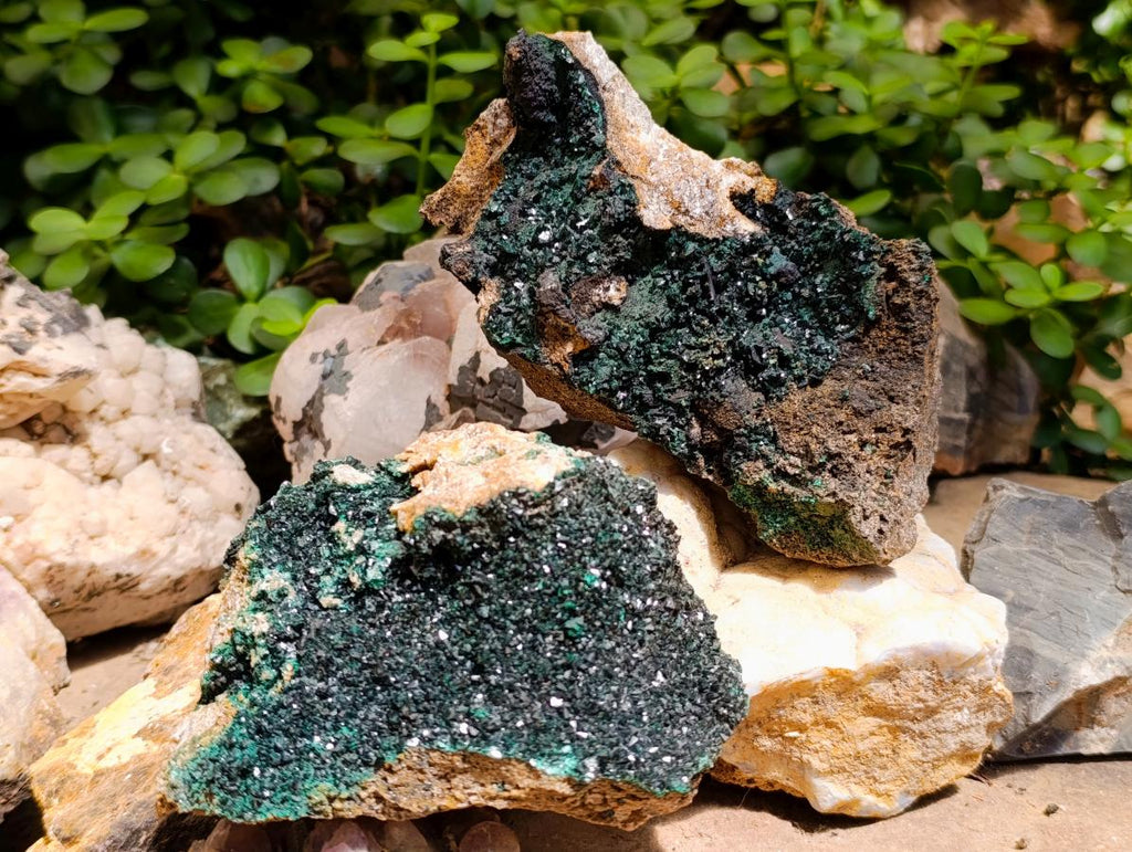 Natural Crystalline Malachite Specimens x 2 From Tenke Fungurume, Congo - Toprock Gemstones and Minerals 