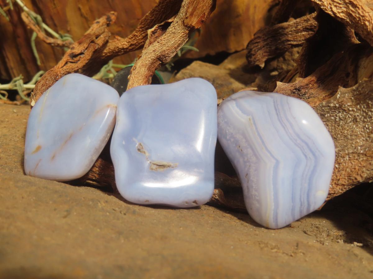 Polished Blue Lace Agate Tumbled Free Forms x 31 From Nsanje, Malawi - Toprock Gemstones and Minerals 