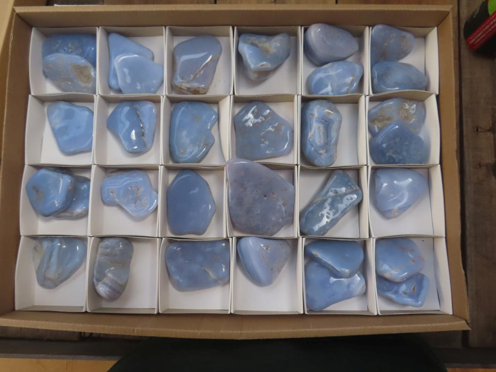 Polished Blue Lace Agate Tumbled Free Forms x 31 From Nsanje, Malawi - Toprock Gemstones and Minerals 
