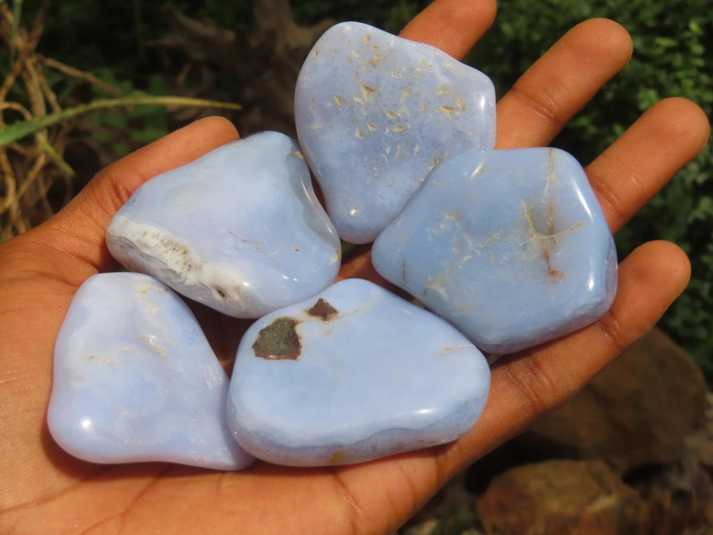 Polished Blue Lace Agate Tumbled Free Forms x 31 From Nsanje, Malawi - Toprock Gemstones and Minerals 