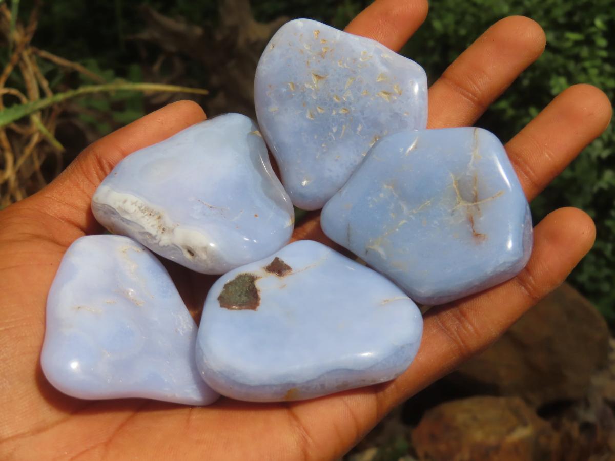 Polished Blue Lace Agate Tumbled Free Forms x 31 From Nsanje, Malawi - Toprock Gemstones and Minerals 