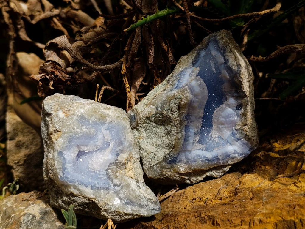 Natural Blue Lace Agate Geode Specimens x 6 From Nsanje, Malawi - Toprock Gemstones and Minerals 