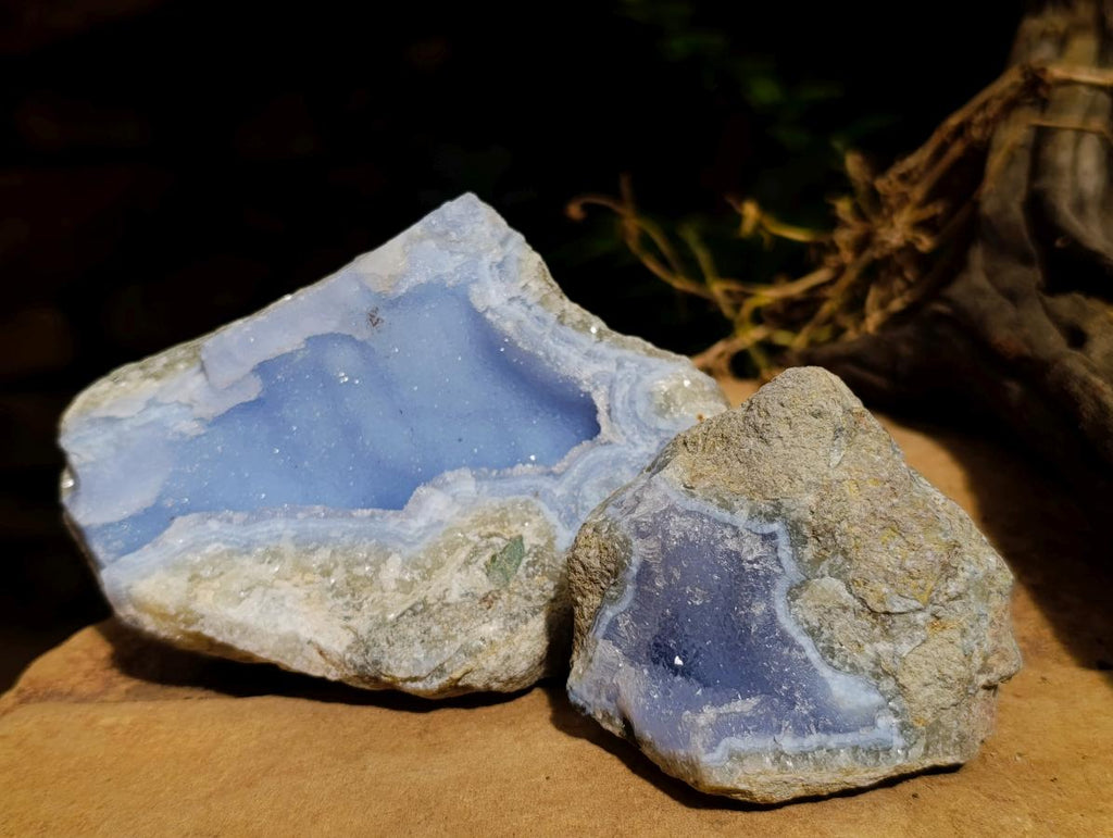 Natural Blue Lace Agate Geode Specimens x 6 From Nsanje, Malawi - Toprock Gemstones and Minerals 