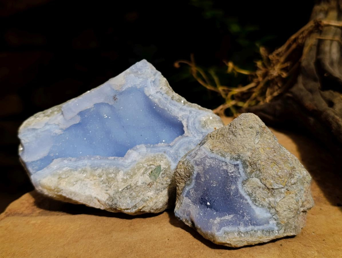 Natural Blue Lace Agate Geode Specimens x 6 From Nsanje, Malawi - Toprock Gemstones and Minerals 