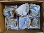 Natural Blue Lace Agate Geode Specimens x 6 From Nsanje, Malawi - Toprock Gemstones and Minerals 