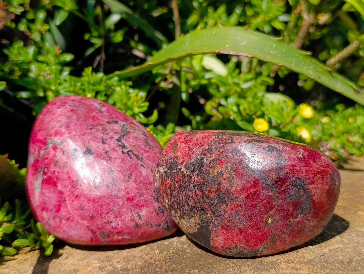 Polished Rhodonite Free Forms x 4 From Rhusinga, Zimbabwe - Toprock Gemstones and Minerals 
