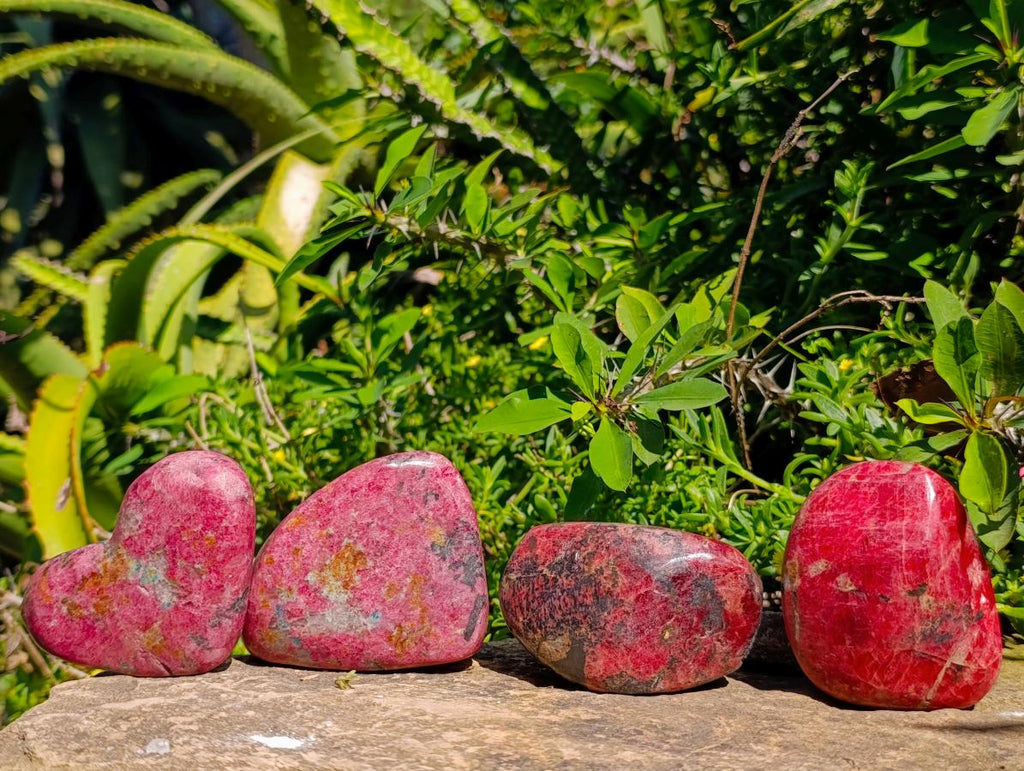 Polished Rhodonite Free Forms x 4 From Rhusinga, Zimbabwe - Toprock Gemstones and Minerals 