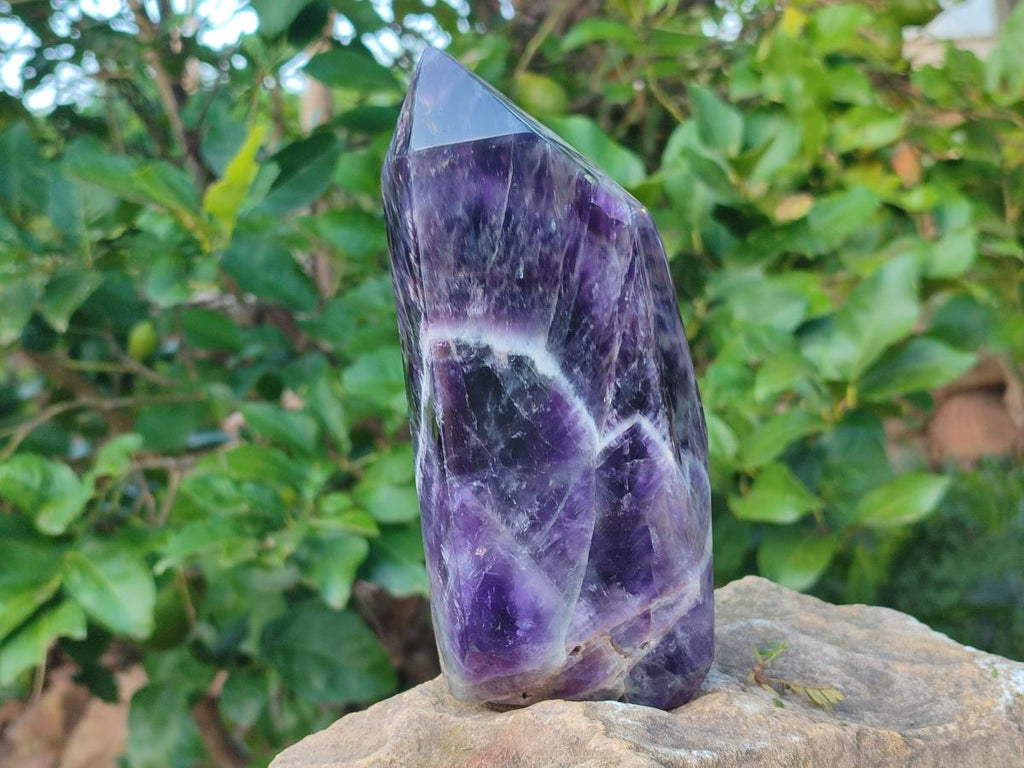 Polished Chevron Amethyst Display Crystals x 3 From Zambia - Toprock Gemstones and Minerals 