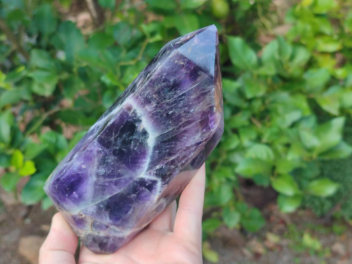 Polished Chevron Amethyst Display Crystals x 3 From Zambia - Toprock Gemstones and Minerals 