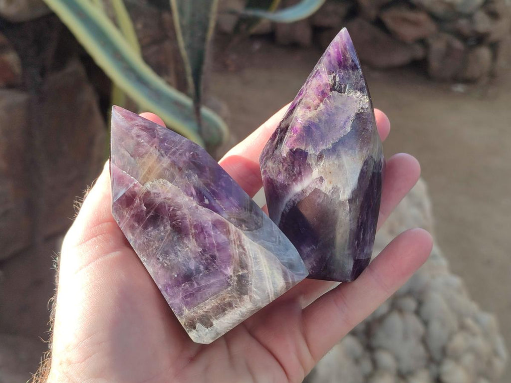 Polished Chevron Amethyst Display Crystals x 3 From Zambia - Toprock Gemstones and Minerals 