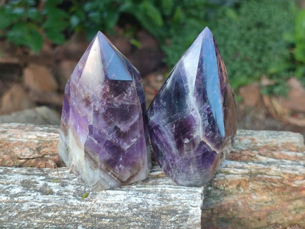 Polished Chevron Amethyst Display Crystals x 3 From Zambia - Toprock Gemstones and Minerals 